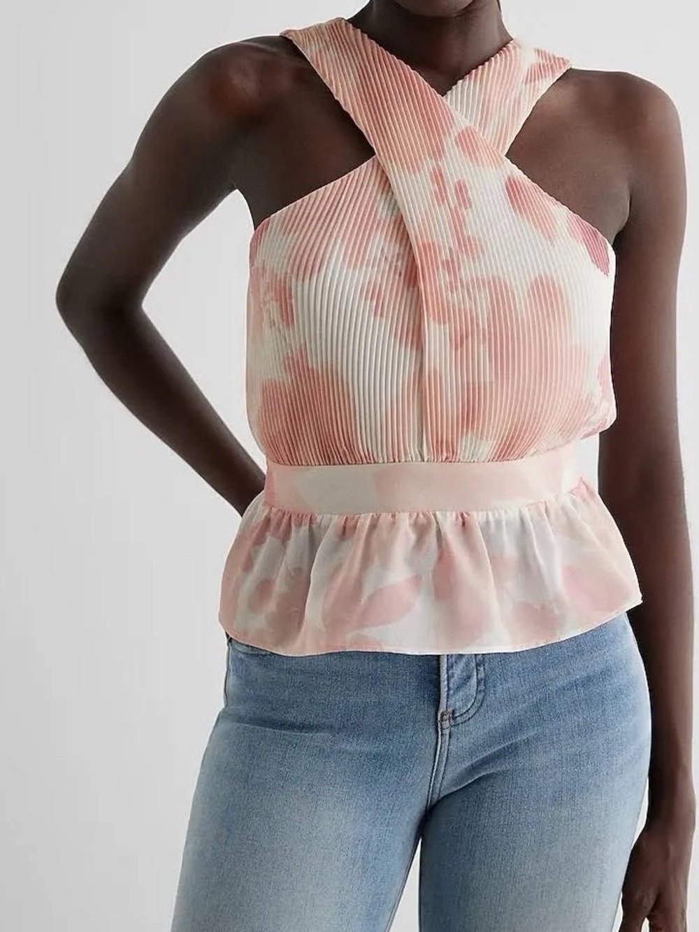 Express Pink Floral Sleeveless Blouse